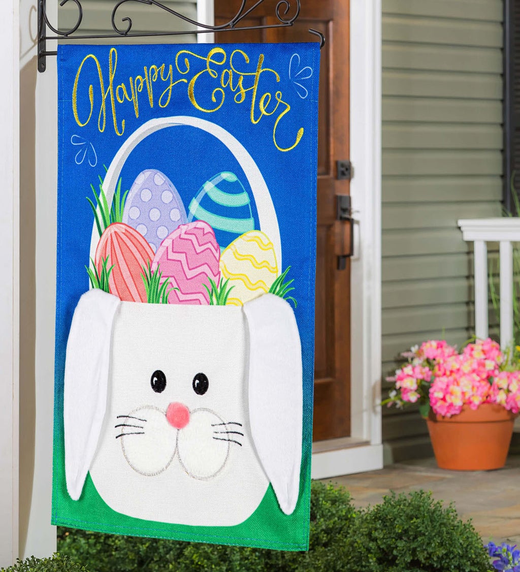 Easter Bunny Basket House Burlap Flag