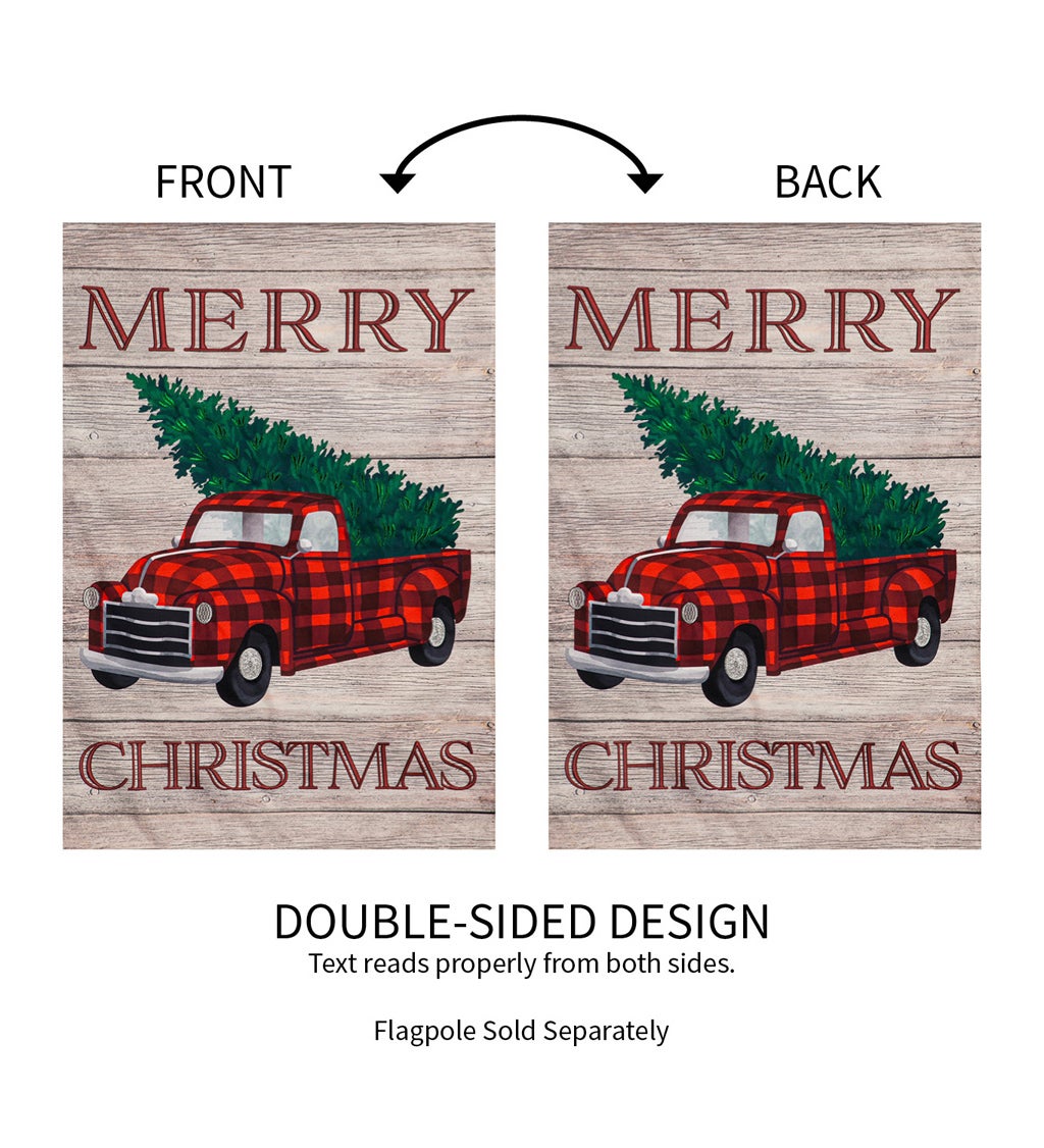 Holiday Plaid Truck House Linen Flag