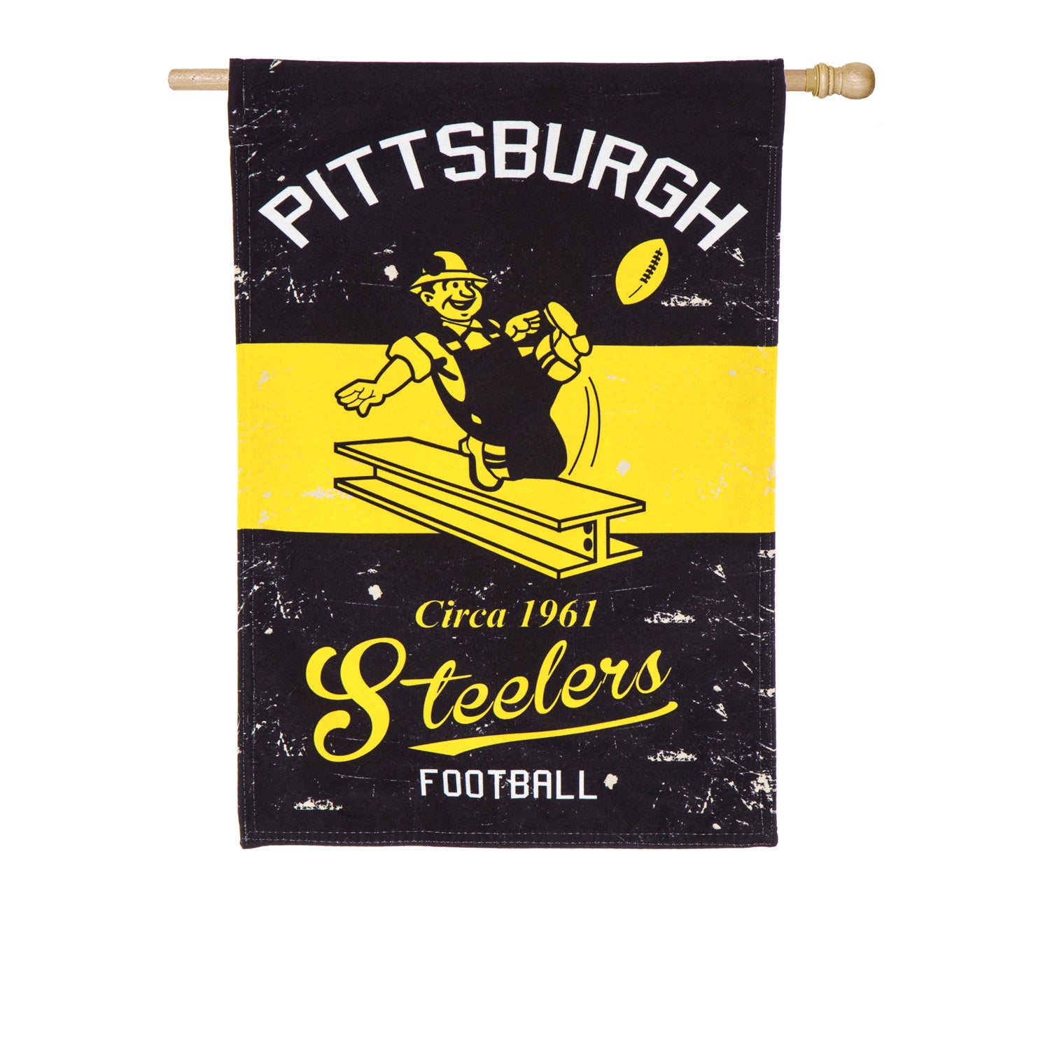 Vintage Linen Flag Pittsburgh Steelers