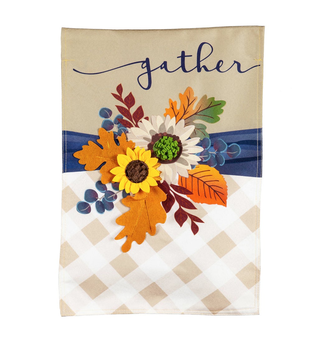 Fall Floral Gather House Linen Flag