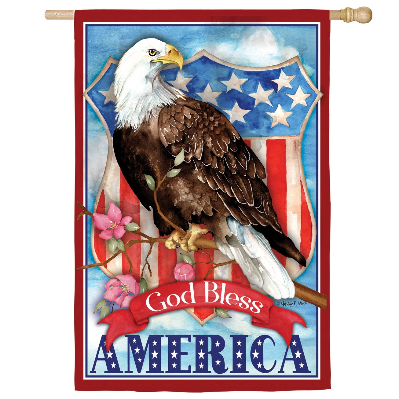 God Bless America Eagle House Suede Flag