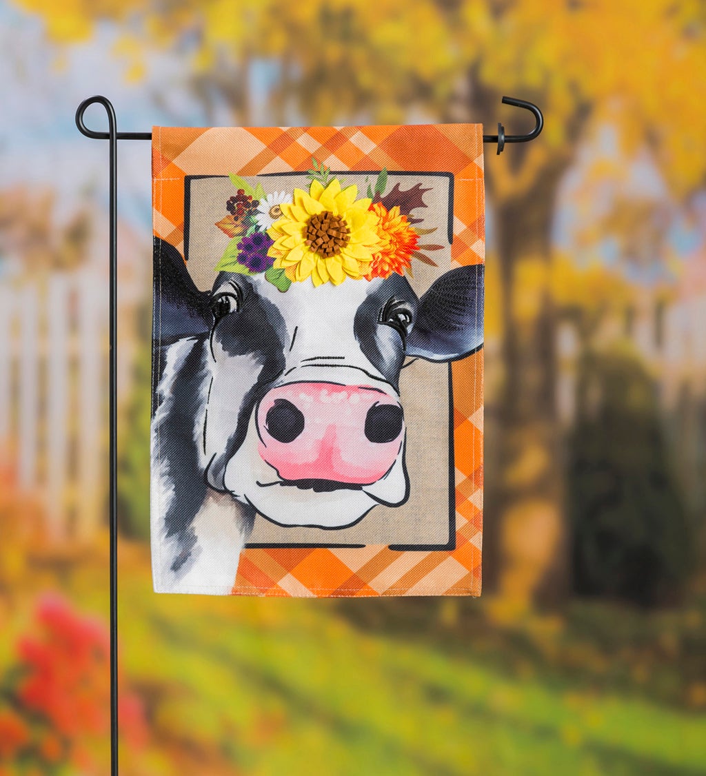 Fall Cow Garden Burlap Flag