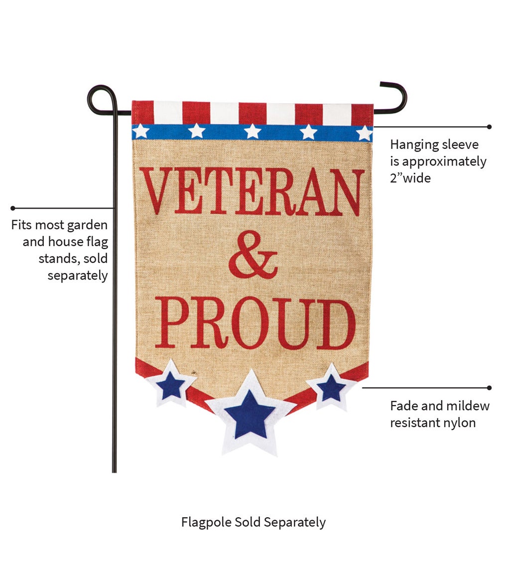 Veteran and Proud Burlap Garden Flag