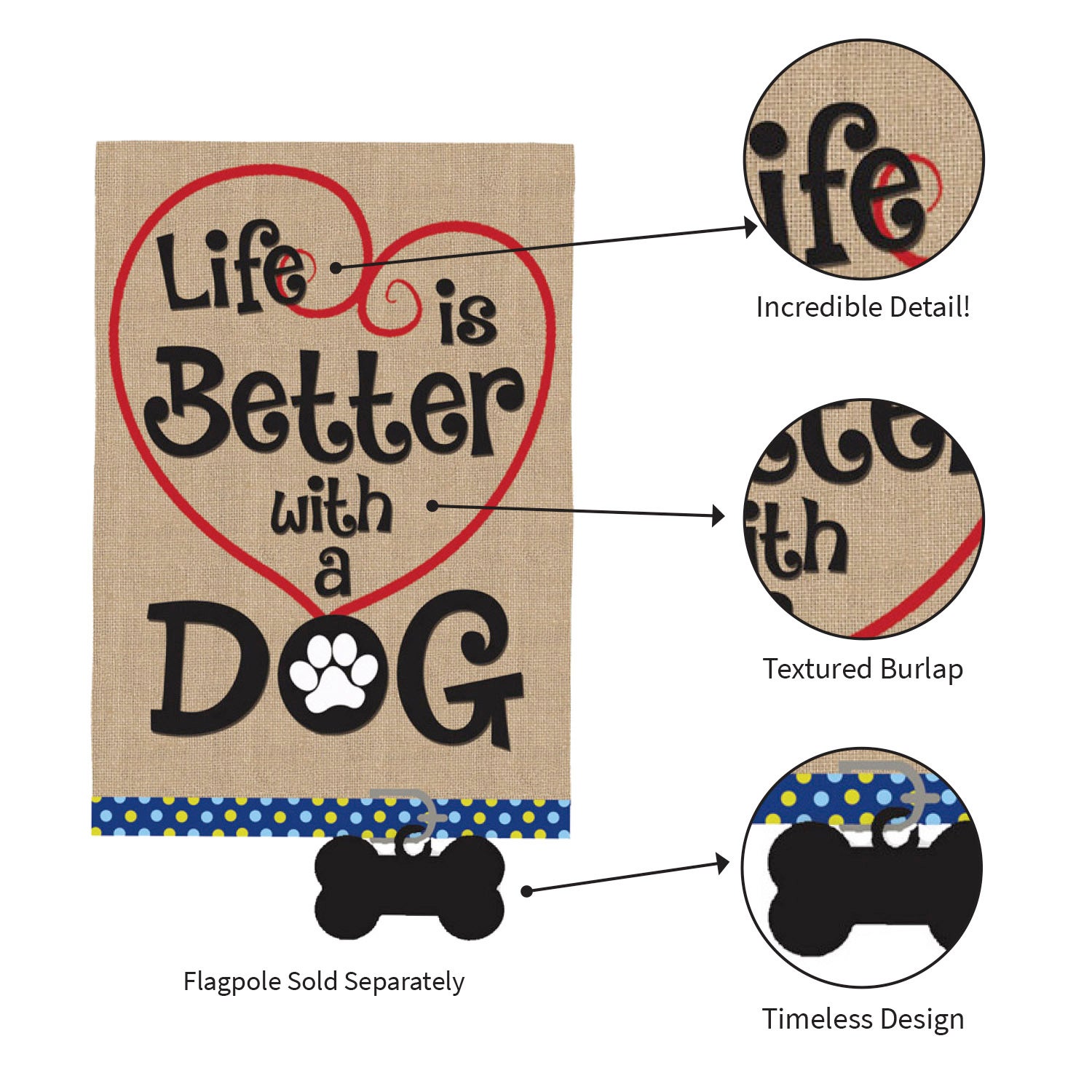 Life Is Better With A Dog Burlap Garden Flag
