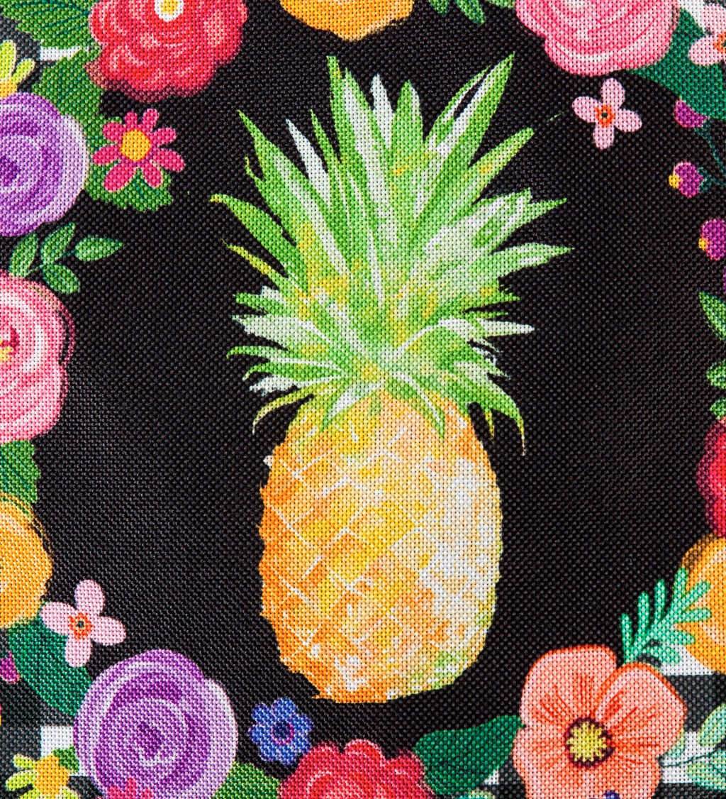 Pineapple Plaid Floral Garden Burlap Flag