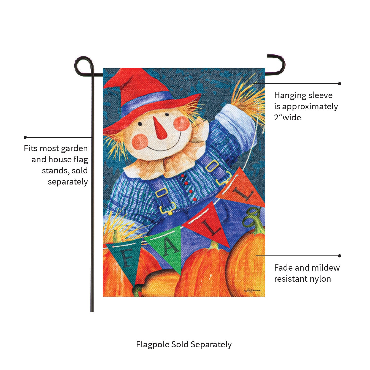 Fall Fella Scarecrow Garden Textured Suede Flag