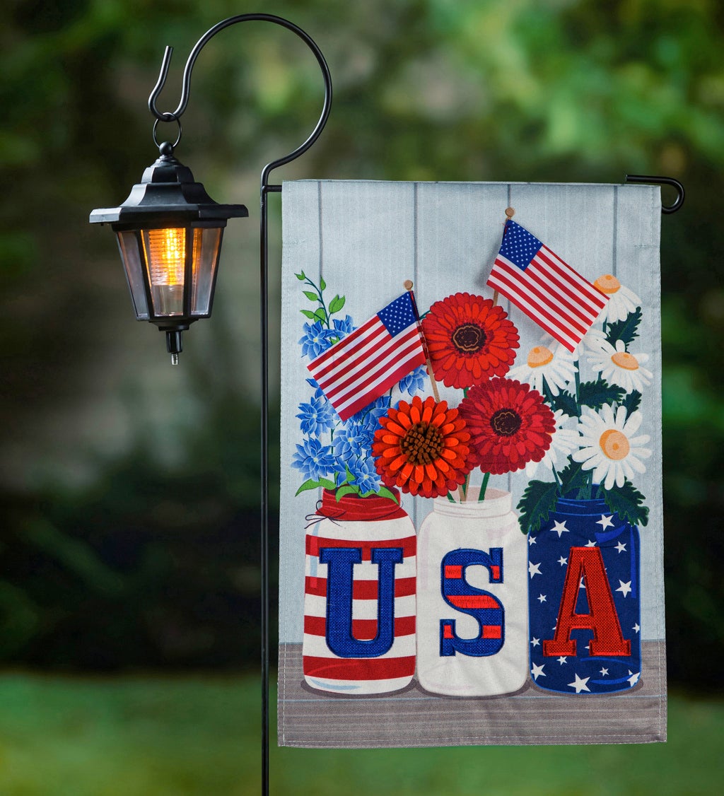 USA Mason Jars Garden Linen Flag