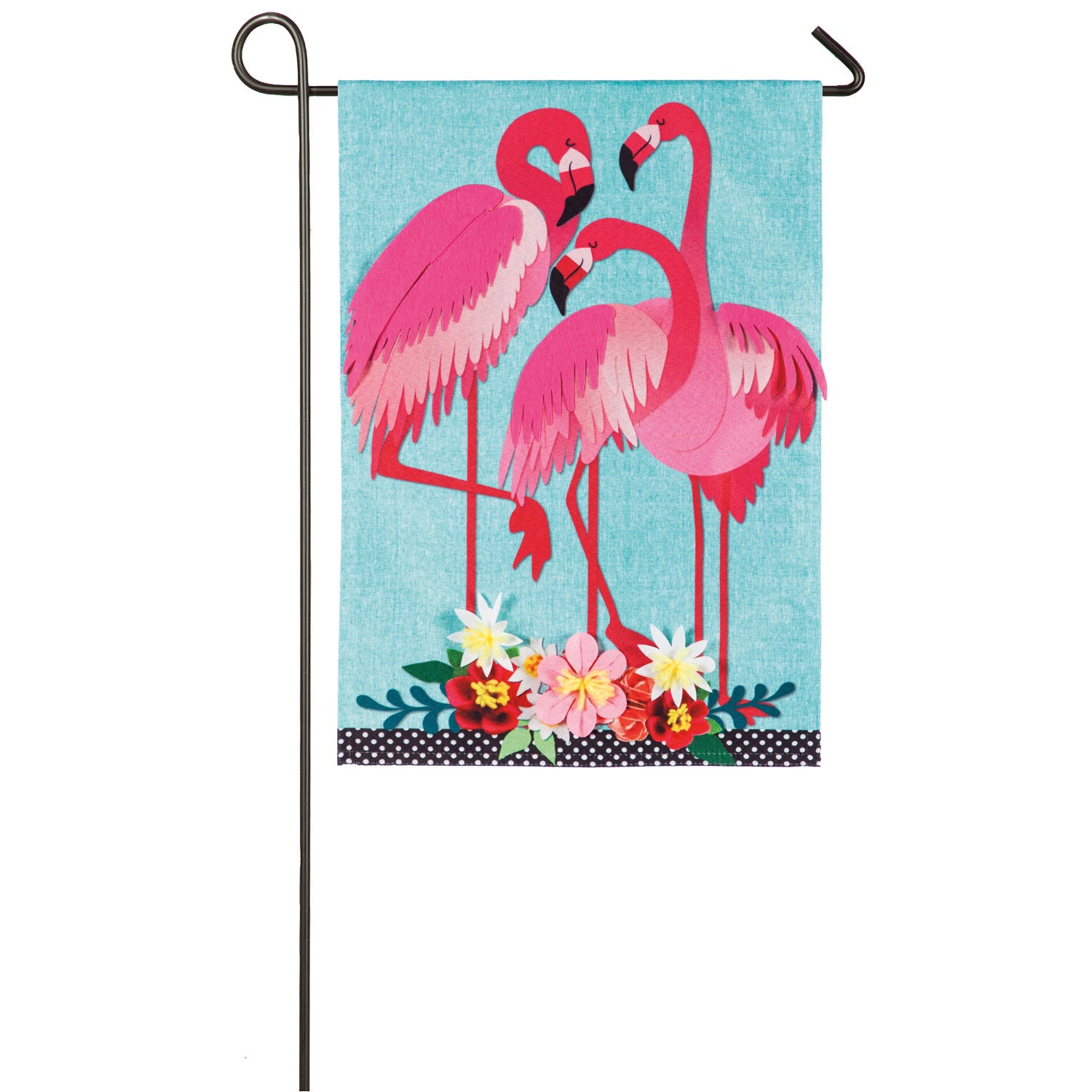 Fancy Flock of Flamingos Linen Garden Flag