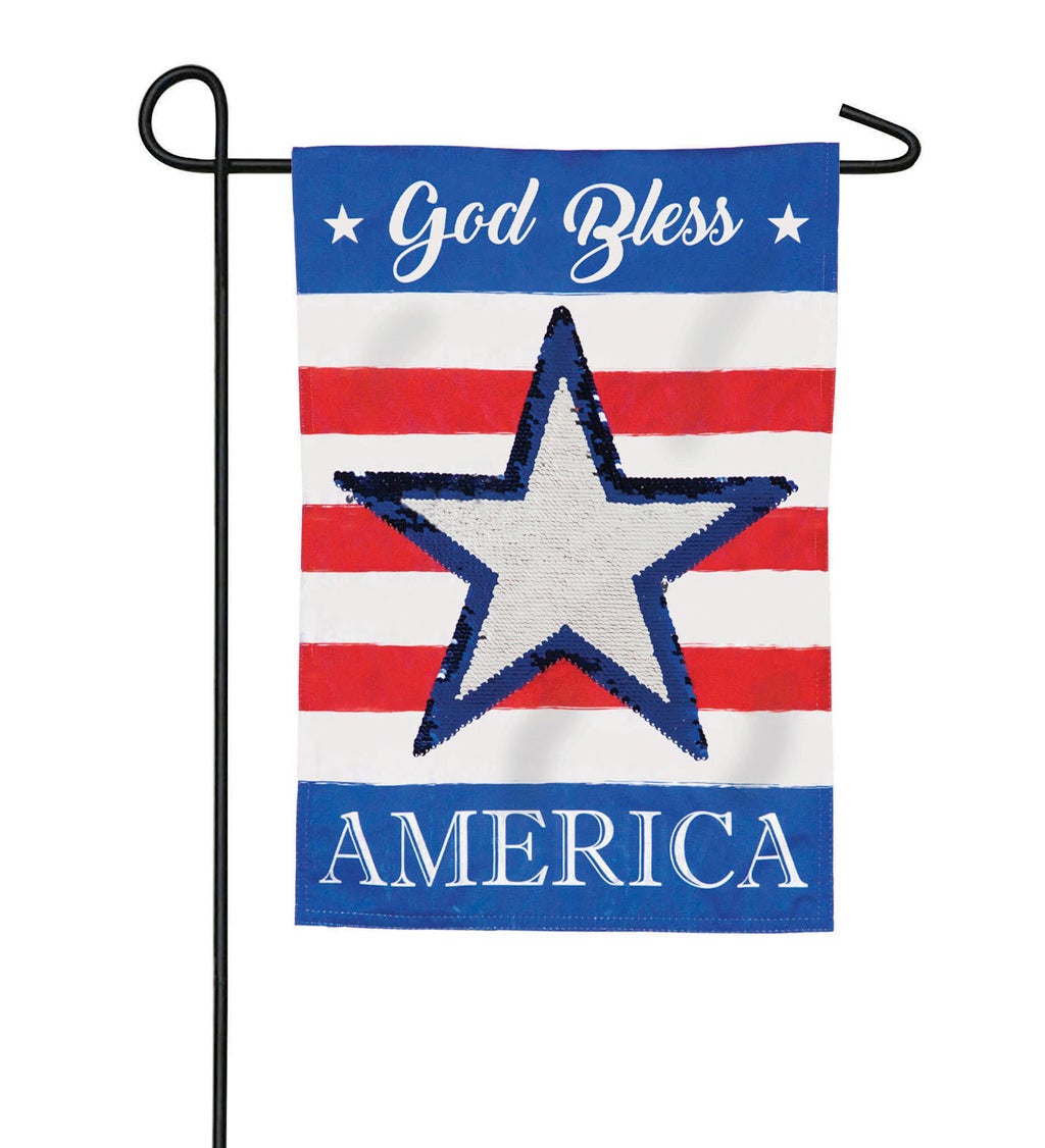 God Bless America Reversible Star Garden Linen Flag