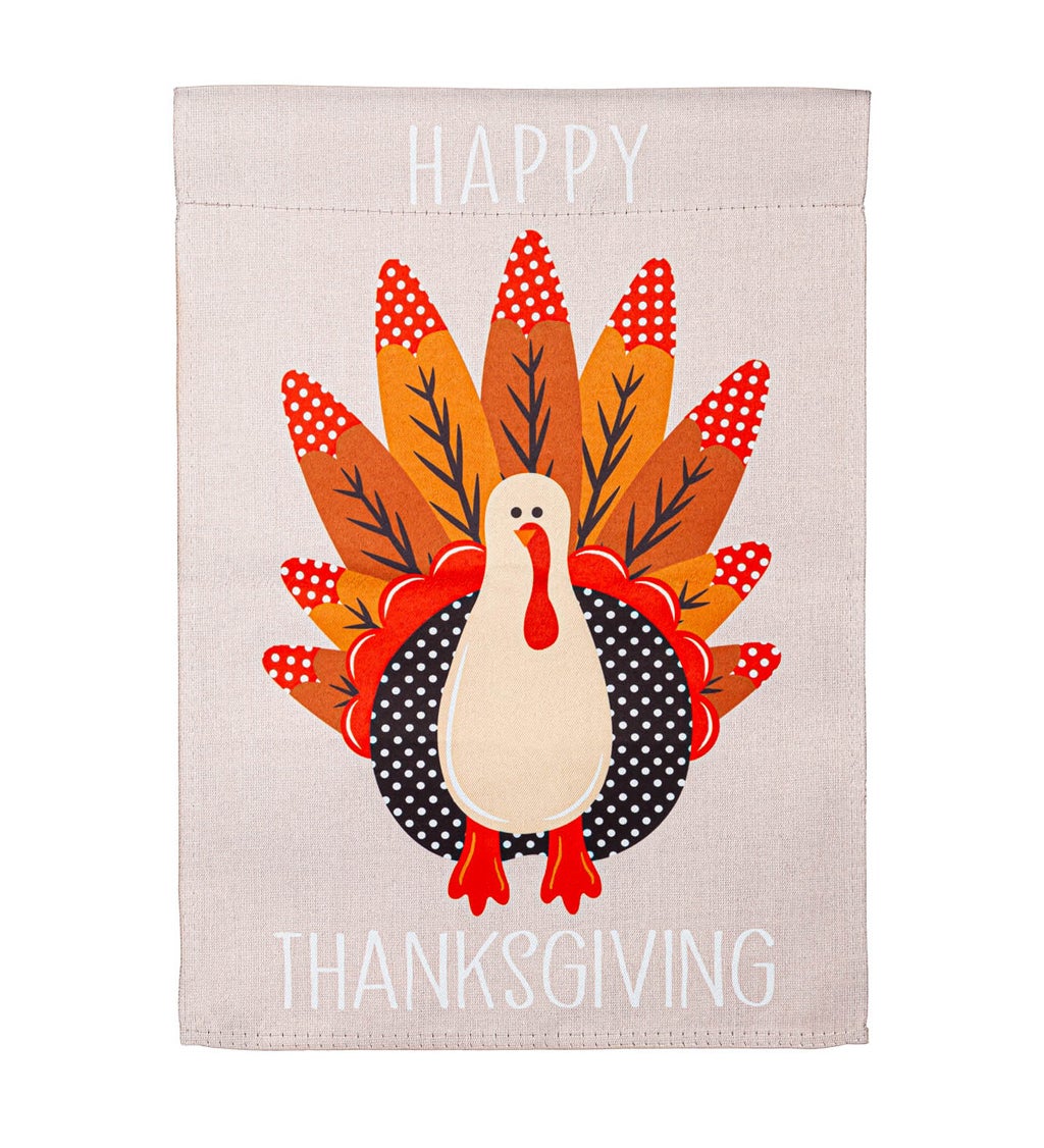 Turkey "Happy Thanksgiving" Garden Suede Flag