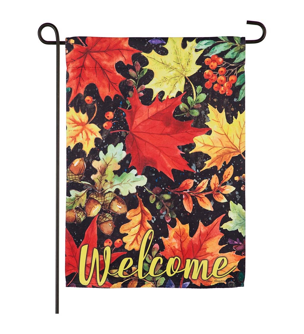 Colorful Fall Leaves Garden Suede Flag