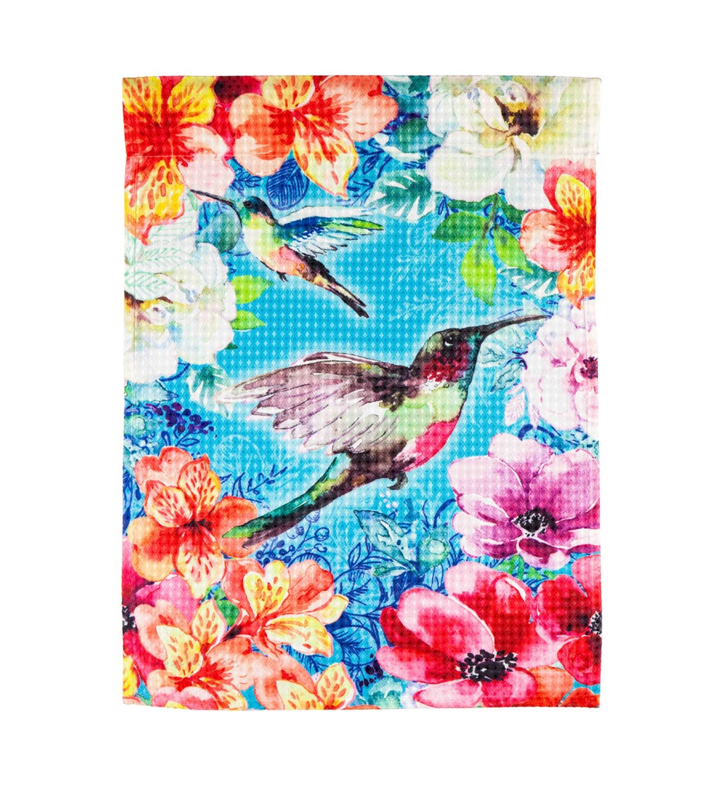 Bright Flowers and Hummingbirds Garden Waffle Flag