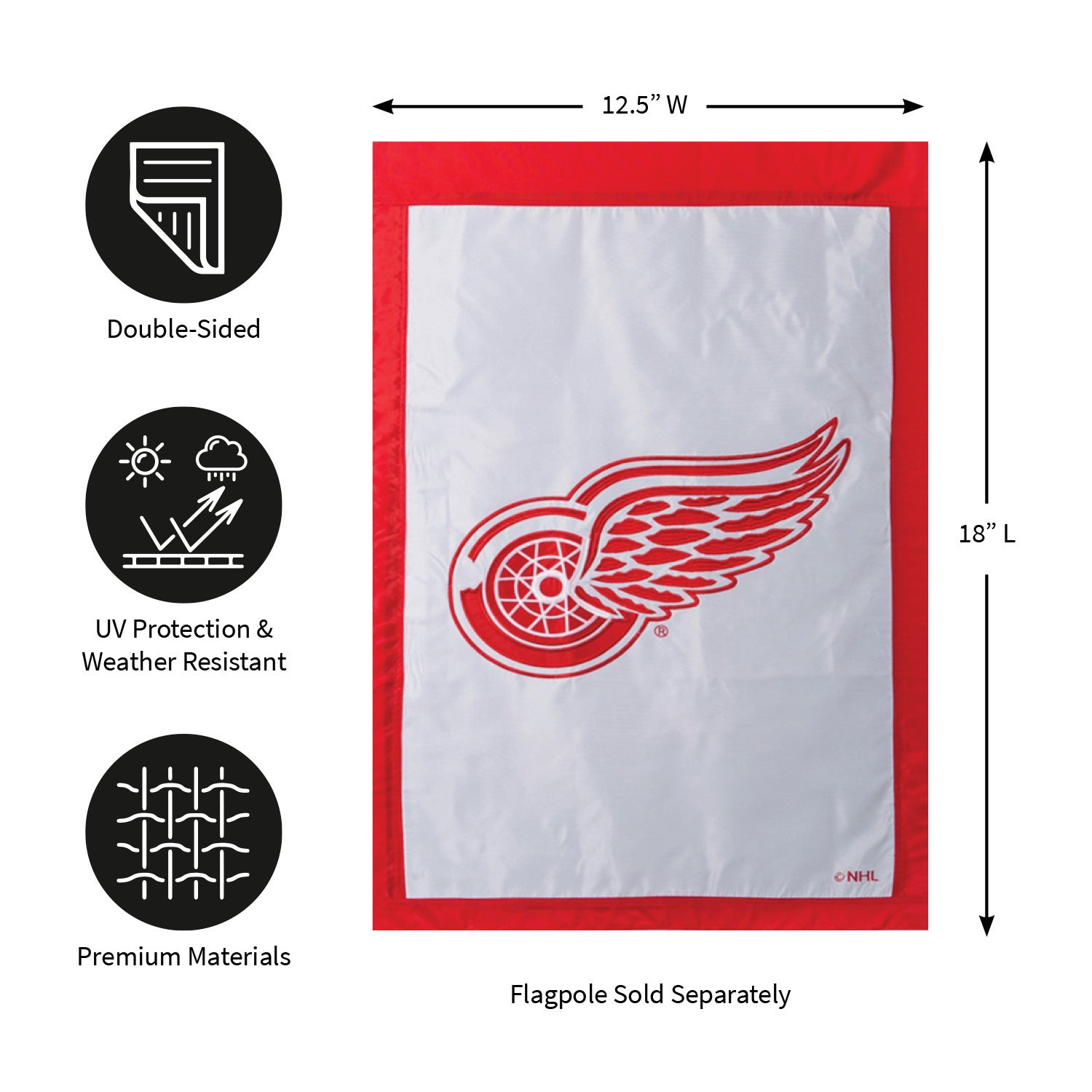 Detroit Red Wings Applique House Flag