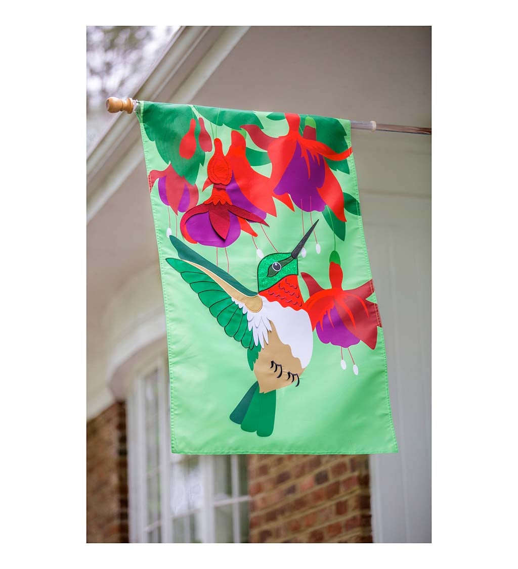 Hummingbird and Fuchsia House Applique Flag