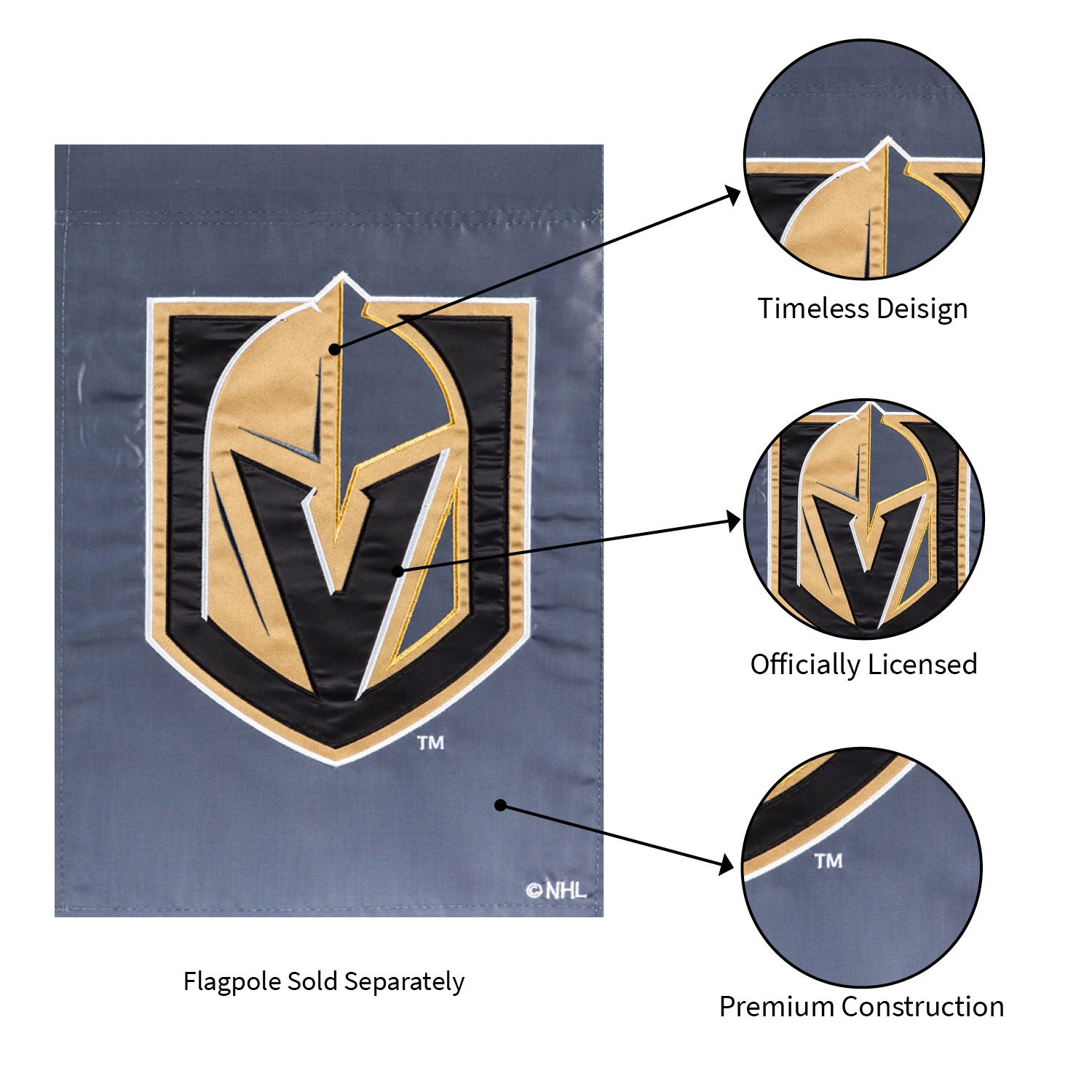 Vegas Golden Knights Appliqué Garden Flag