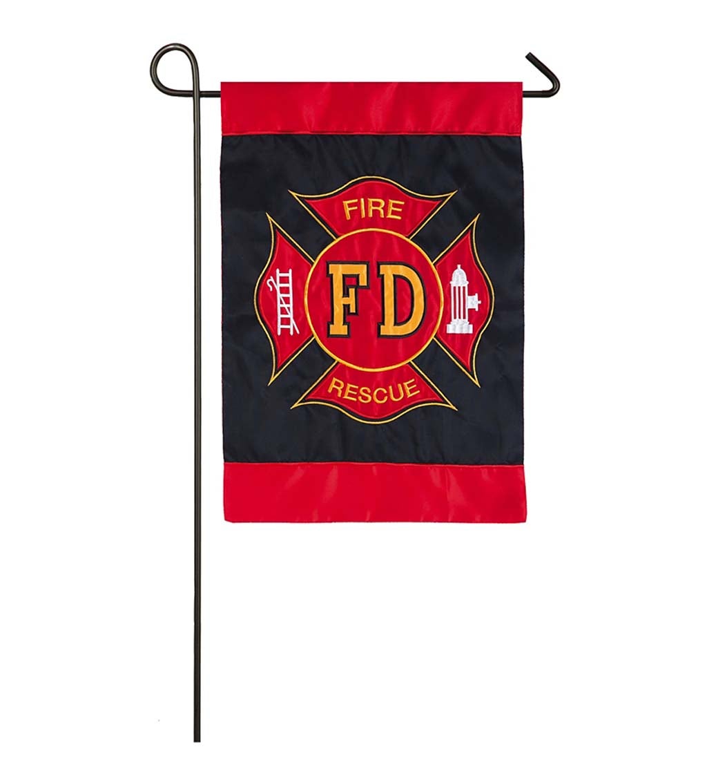 Fire Department Applique Garden Flag