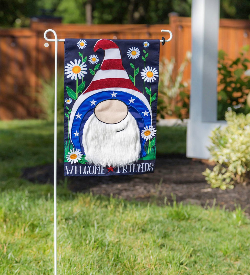 Patriotic Gnome Garden Applique Flag