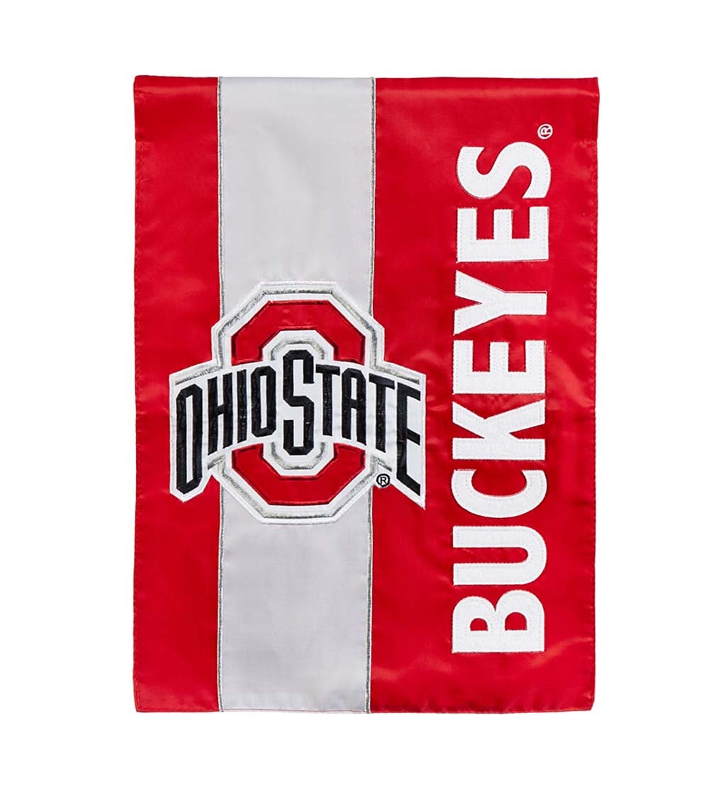 Ohio State University Mixed-Material Embellished Appliqué Garden Flag