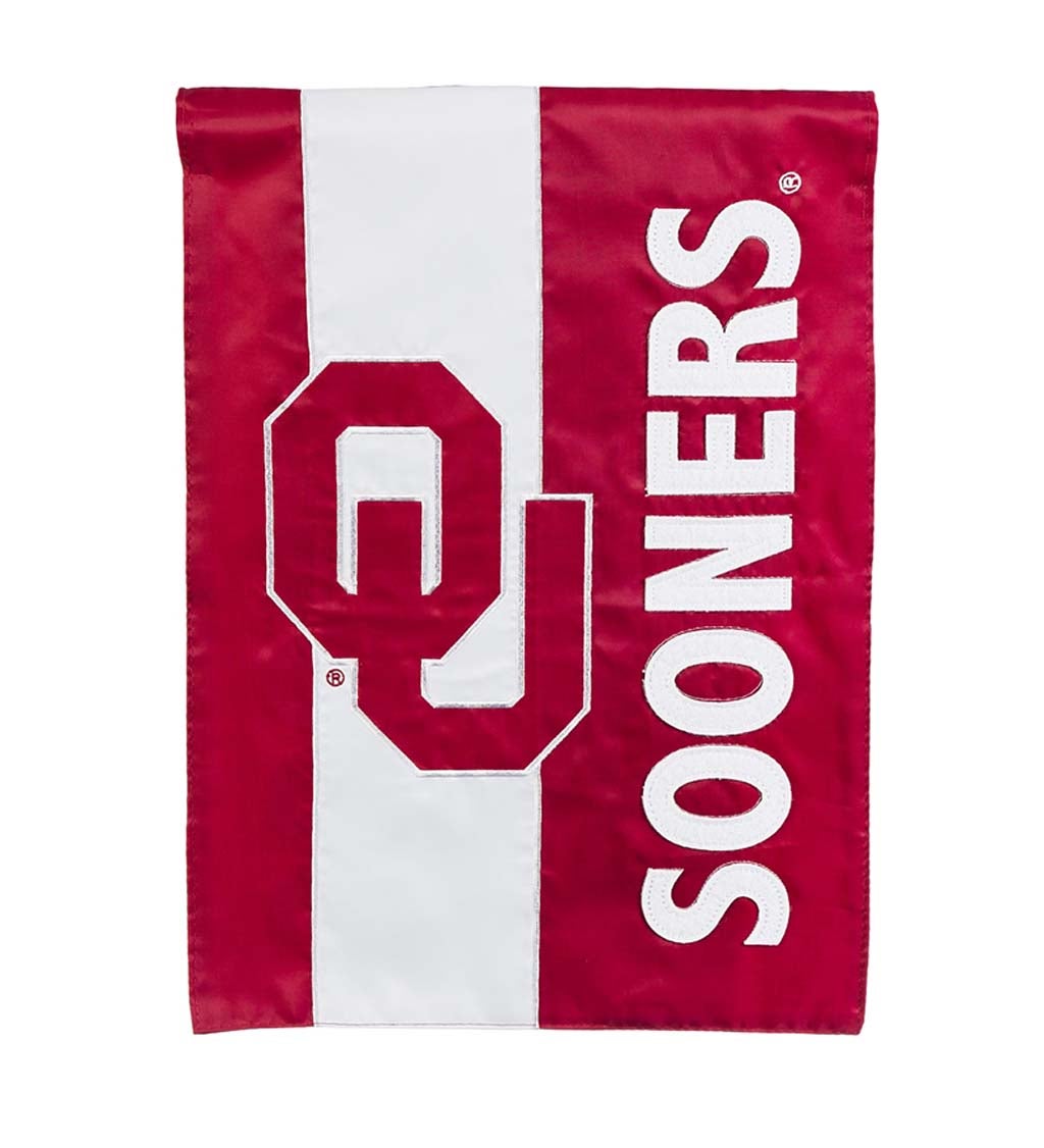 University of Oklahoma Mixed-Material Embellished Appliqué Garden Flag