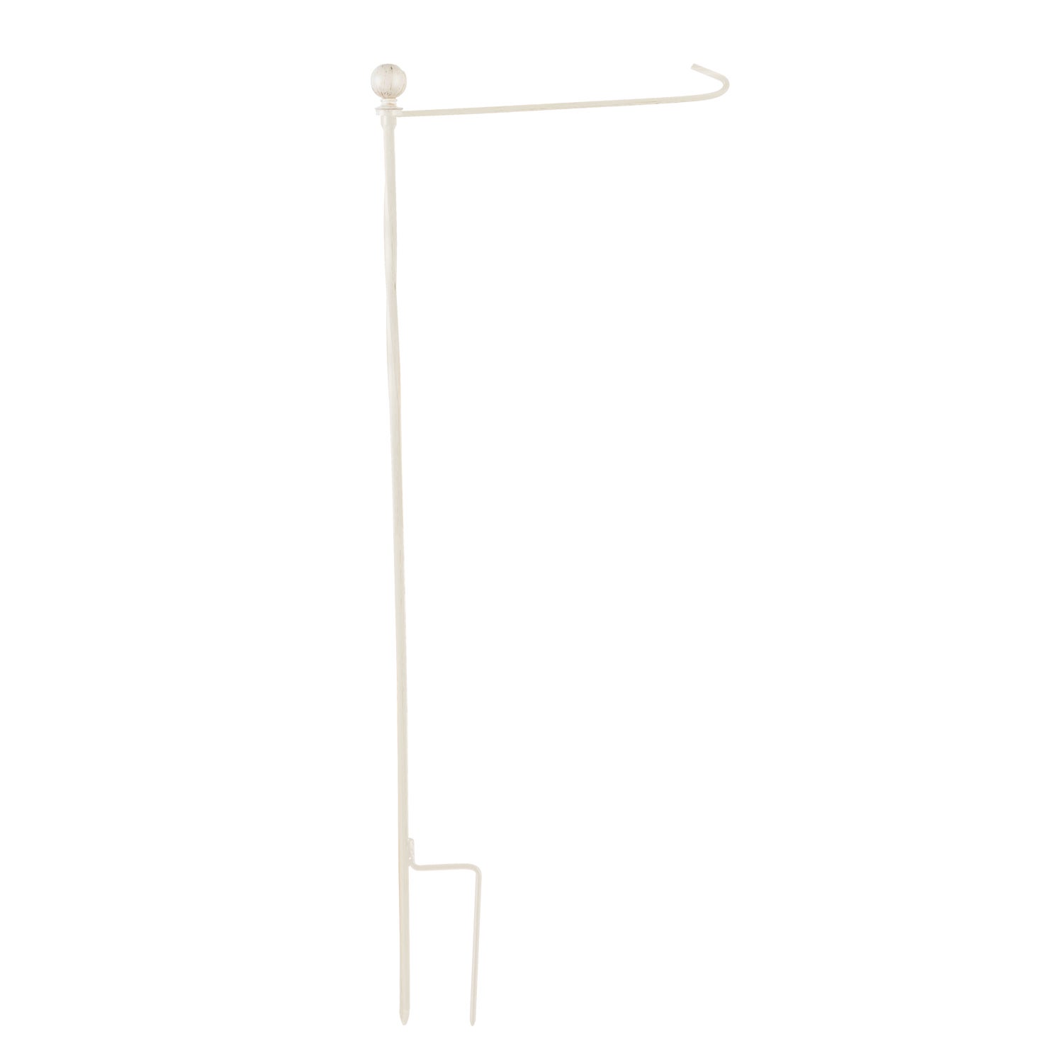 Metal Twist Garden Flag Stand, Brushed Ivory Finish