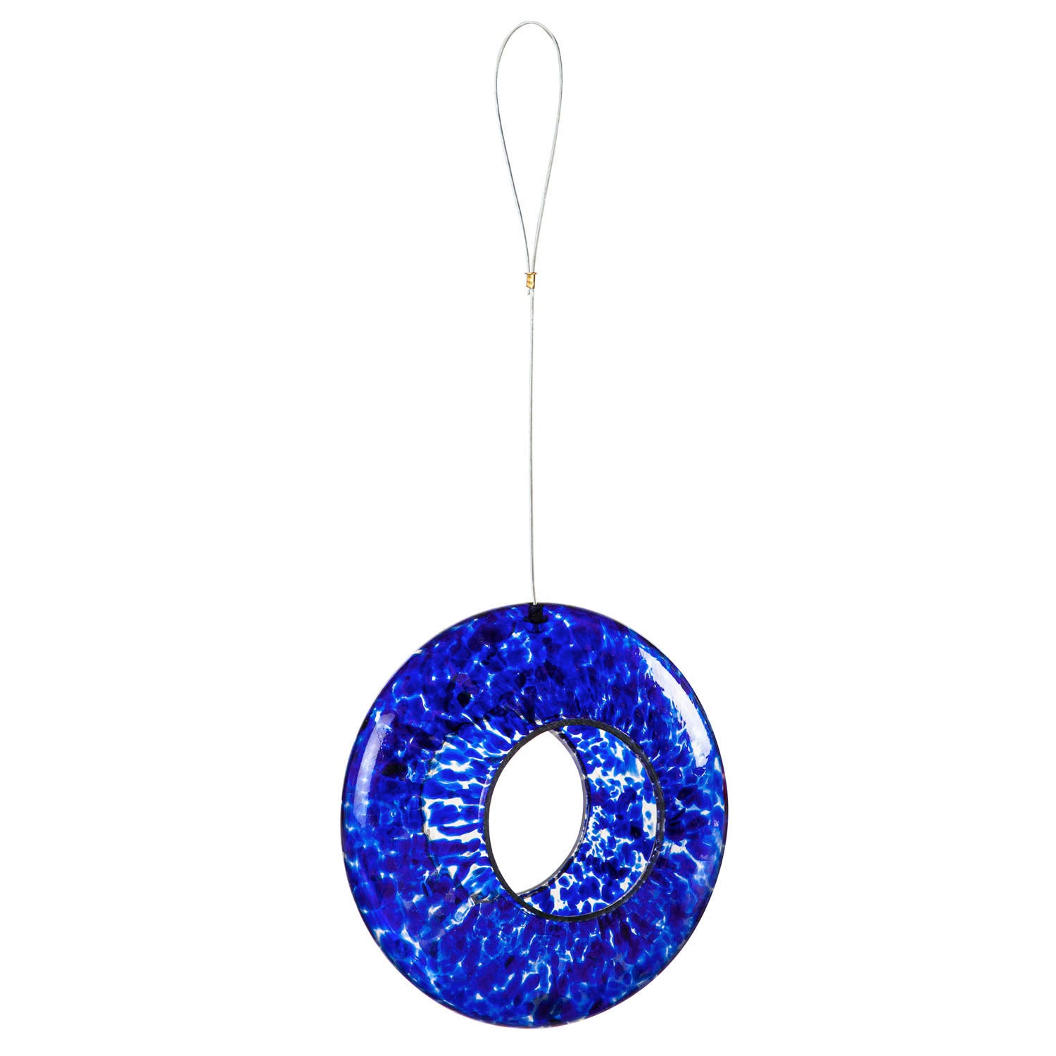 Blue Swirl Glass Circle Feeder