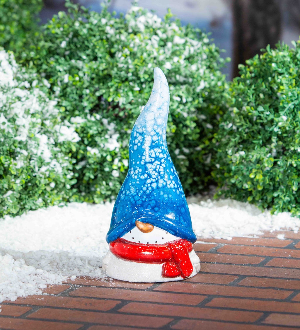 12"H Ceramic Portly Holiday Garden Statuary, Snowman