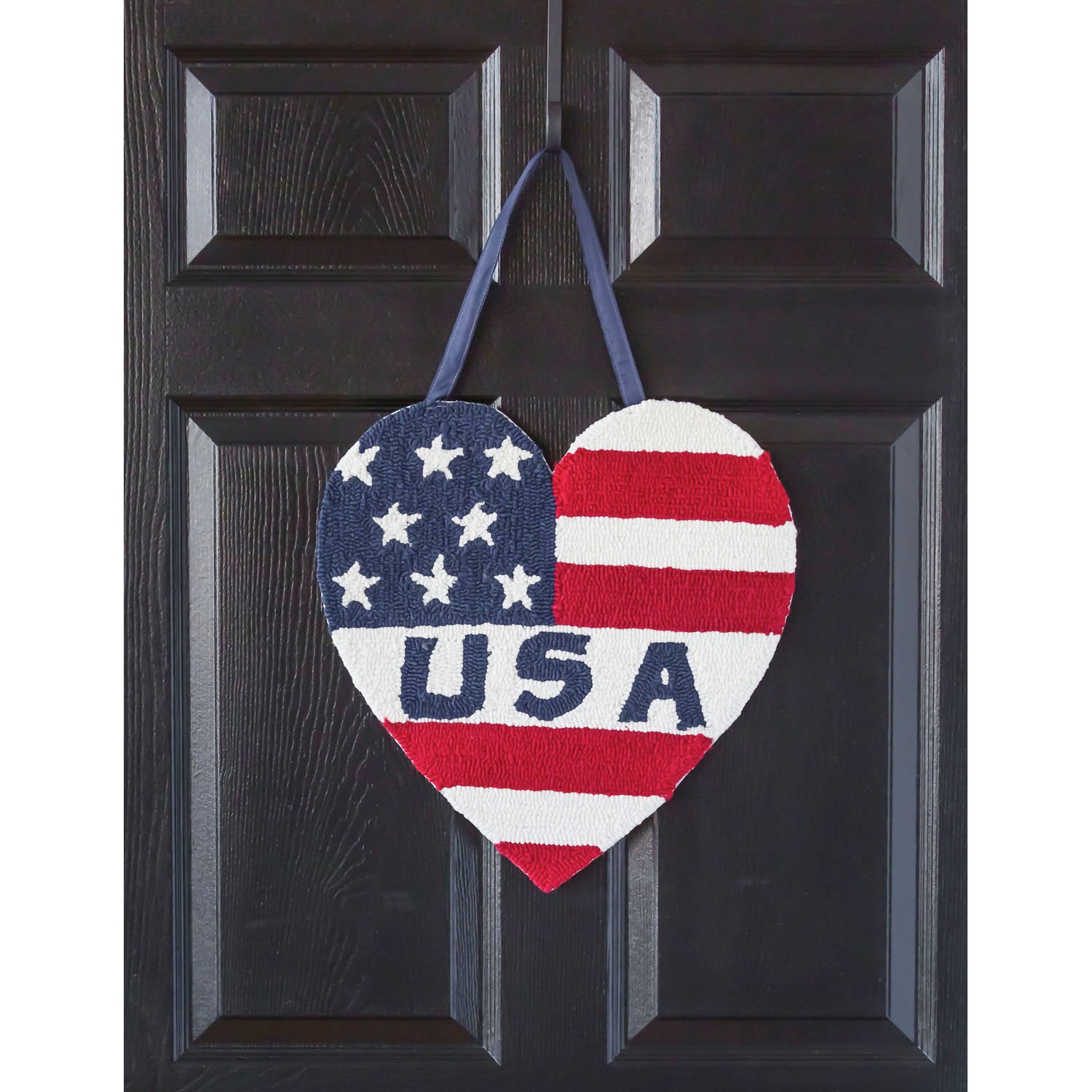 Patriotic Heart Hooked Door Decor