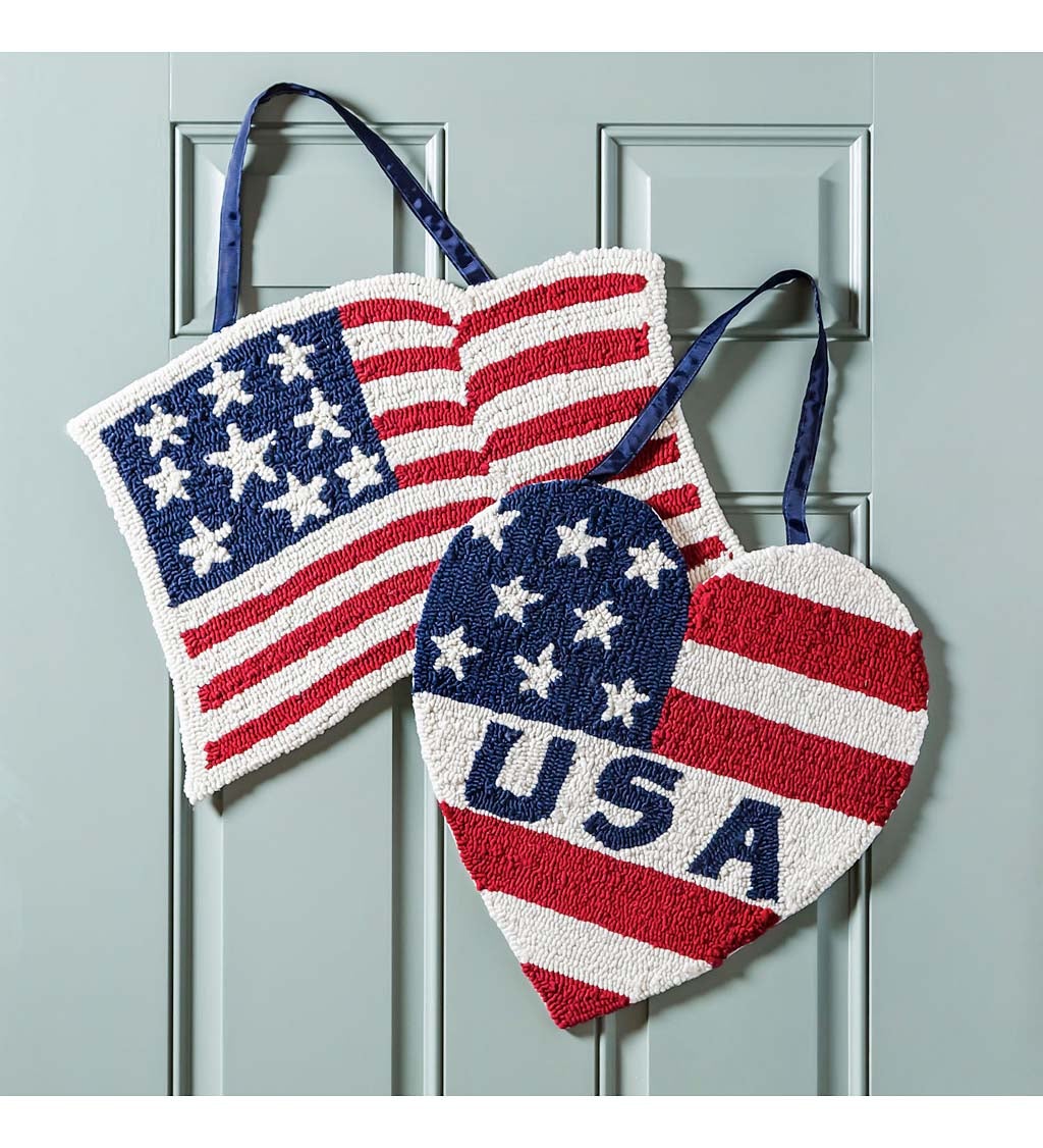 Patriotic Heart Hooked Door Decor