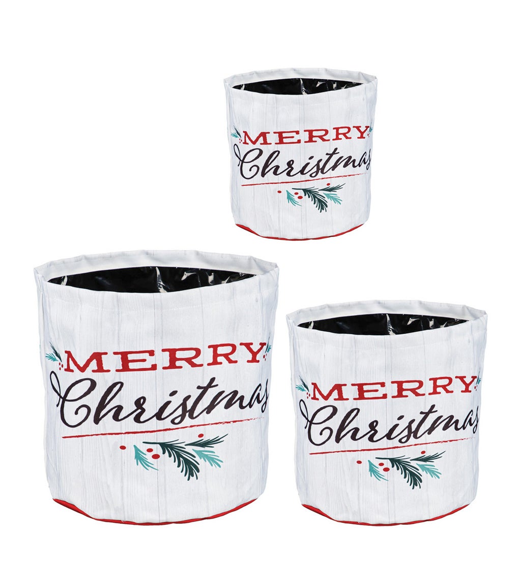 Holiday Traditions Round Fabric Planters, Set of 3
