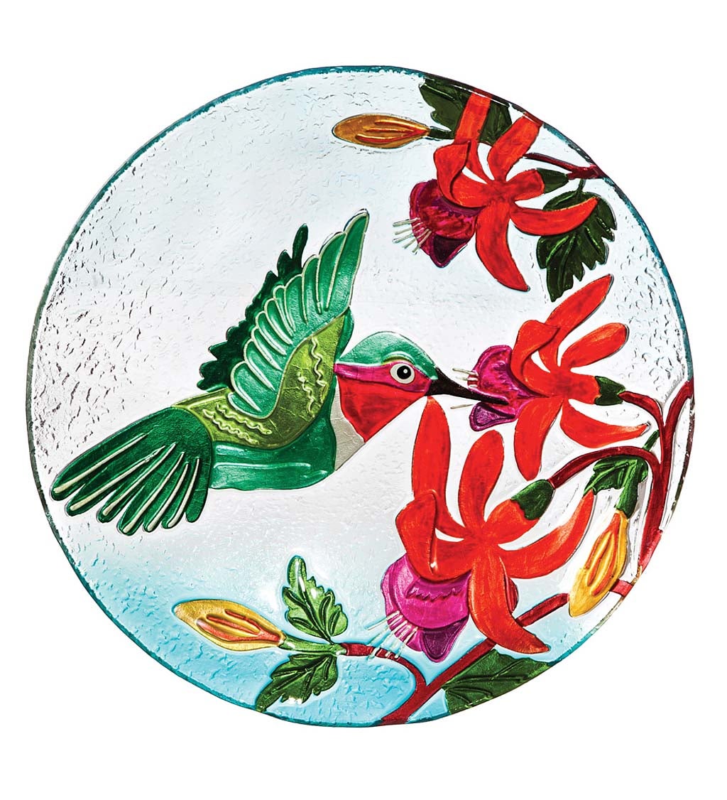 Hummingbird Flutter Glass Bird Bath Bowl