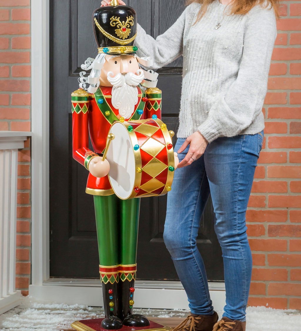 52"H Nutcracker Playing Drum w/Moving Hands and LED Lights