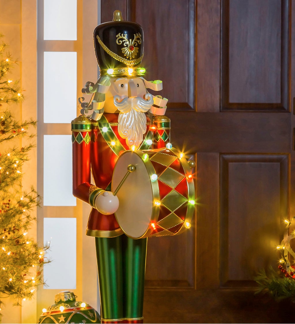 52"H Nutcracker Playing Drum w/Moving Hands and LED Lights