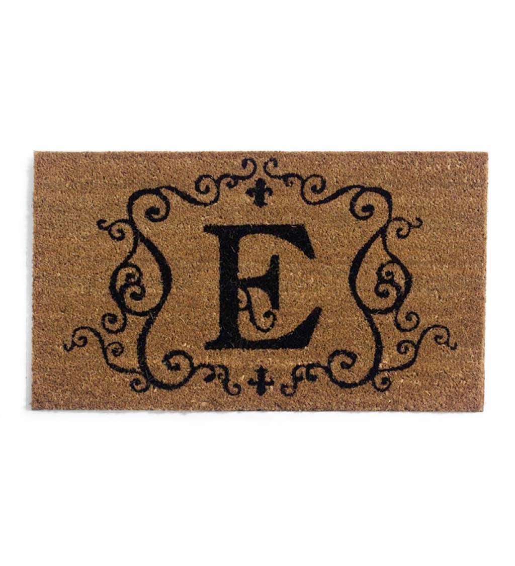 Monogram 'E' Decorative Coir Mat , 16" x 28"