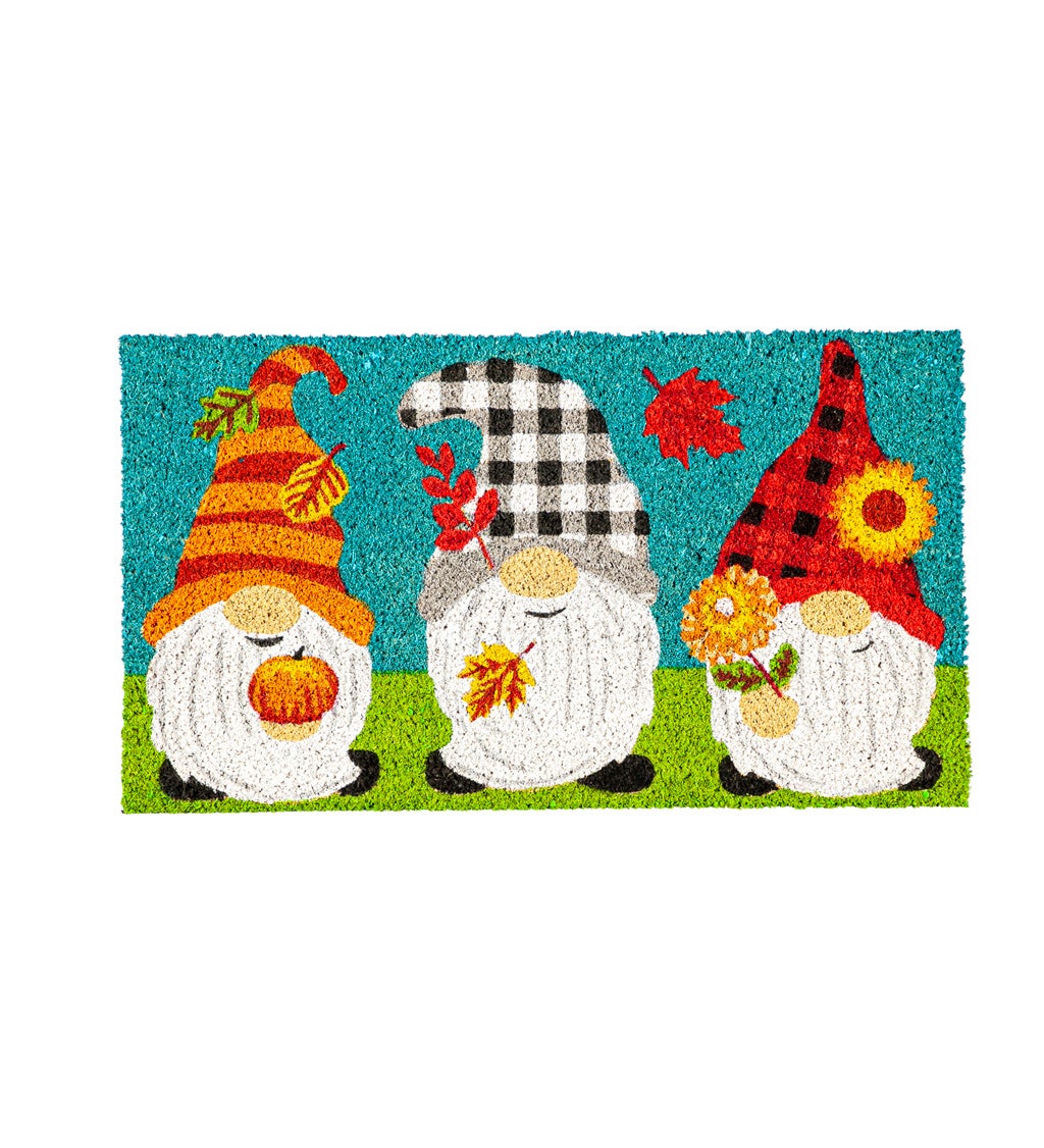 Fall Gnome Trio Decorative Coir Mat