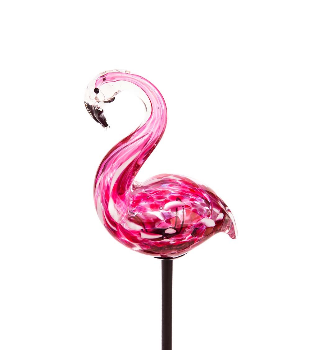 Vibrant Glass Flamingo Solar Stake