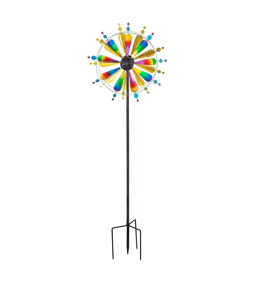 75"H Solar Wind Spinner, Colorful Fireworks