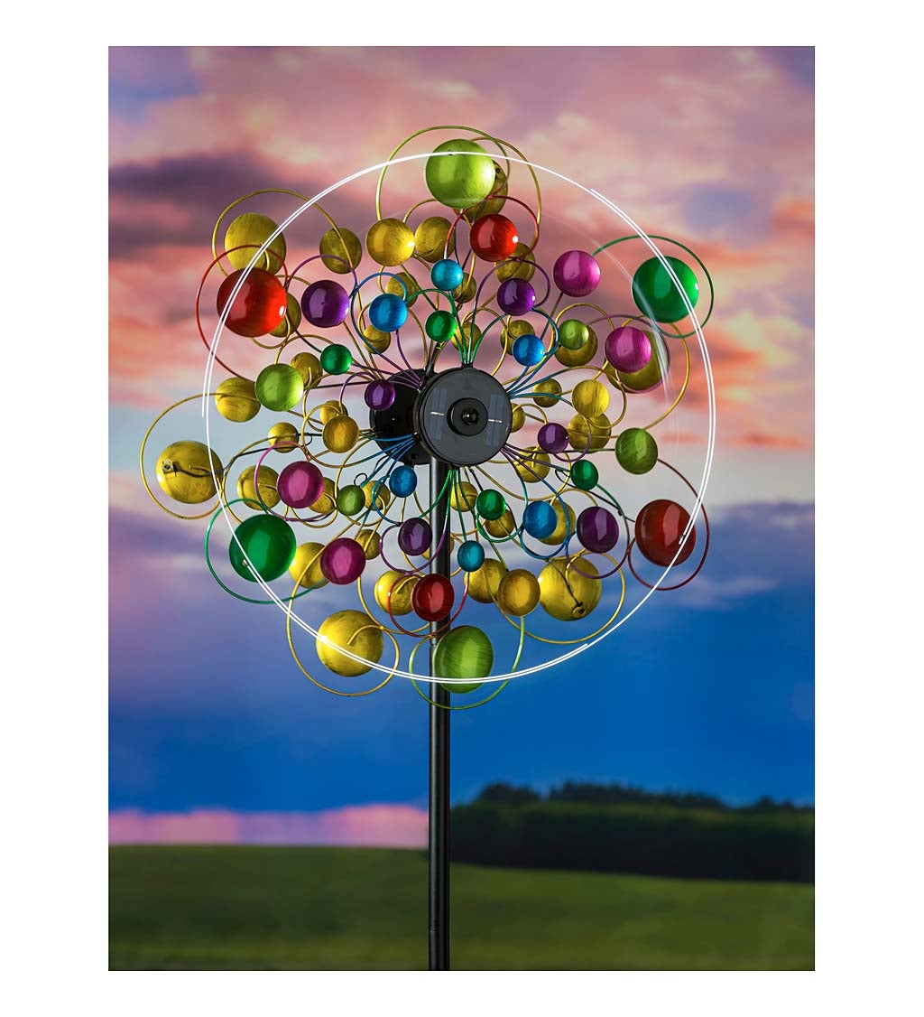 75"H Solar Wind Spinner, Colorful Bubbles