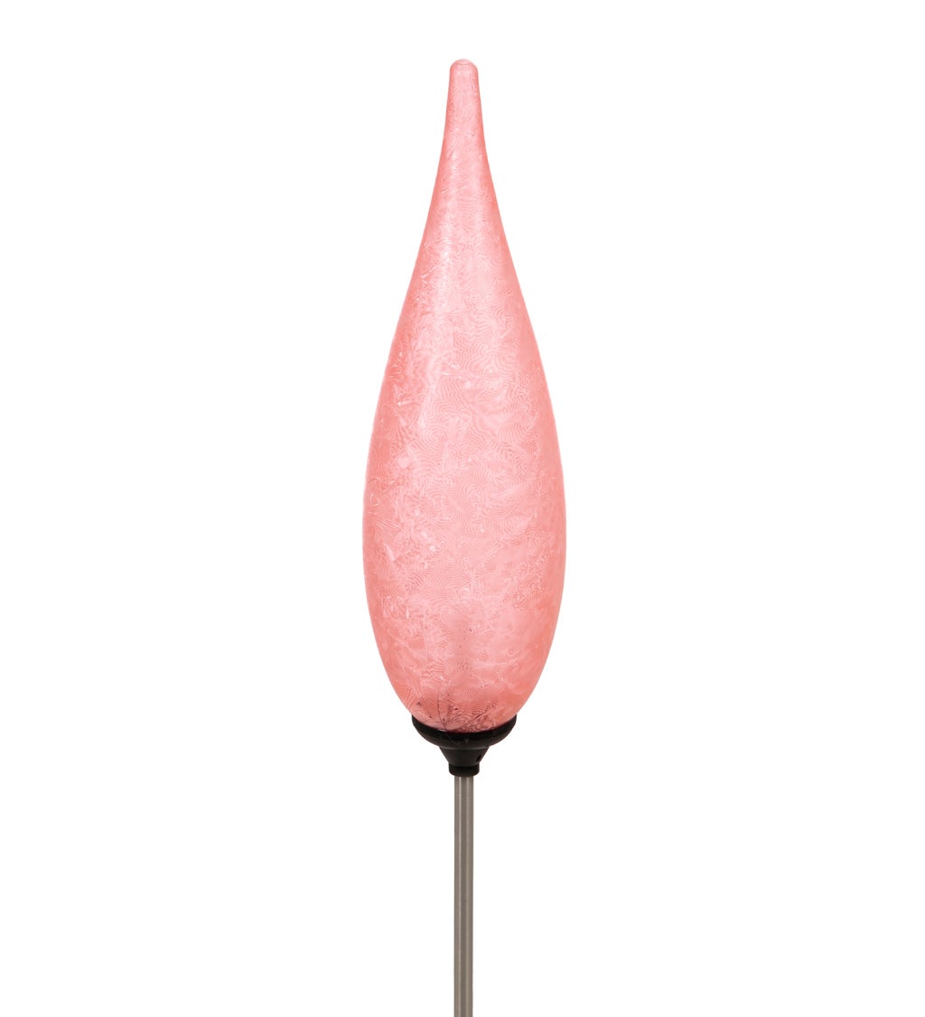 Fire Flame Solar Glass Torch, Pink Feather Finish