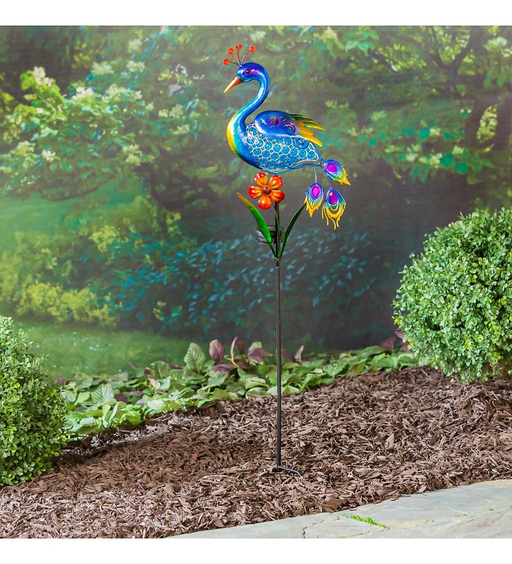 36"H Solar Garden Stake, Peacock