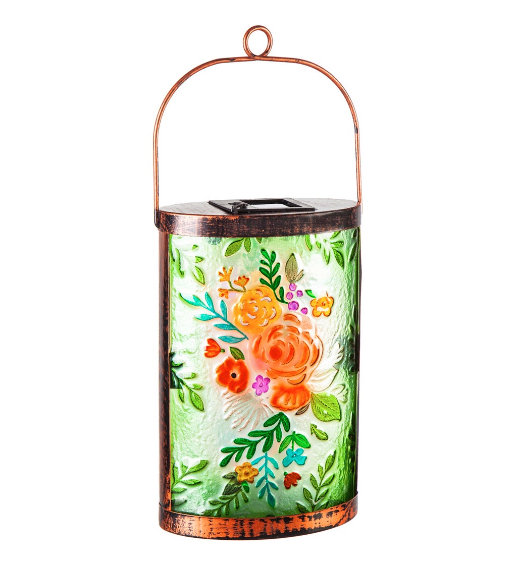 Floral Essence Handpainted Solar Glass Lantern