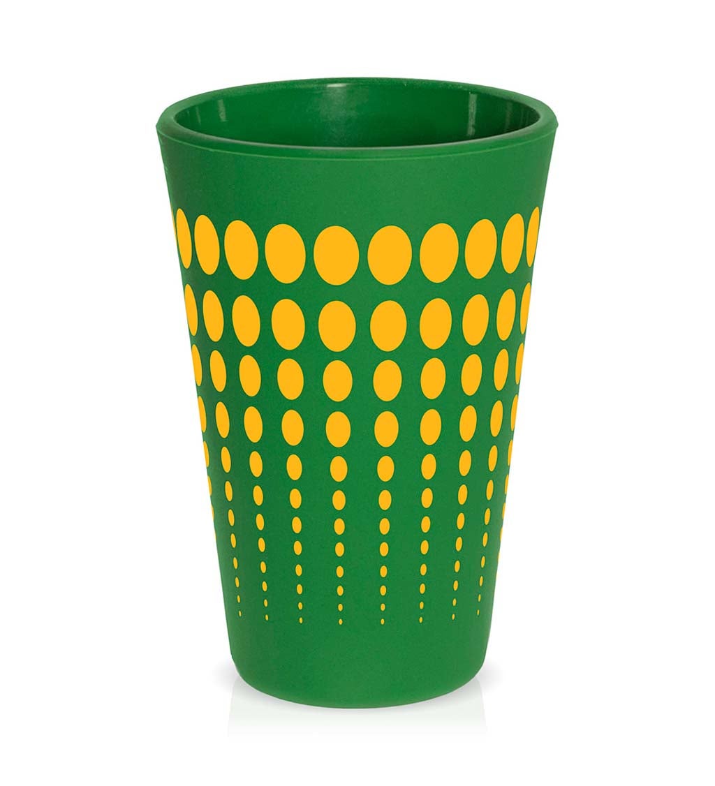 Cypress Home Dark Green with Yellow Dots Unbreakable Silicone Pint Glass, 16 ounces