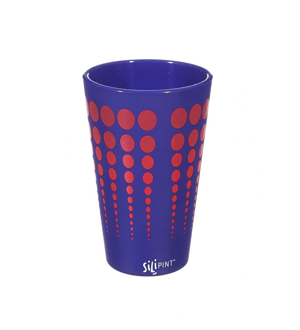Cypress Home Navy with Red Dots Unbreakable Silicone Pint Glass, 16 ounces