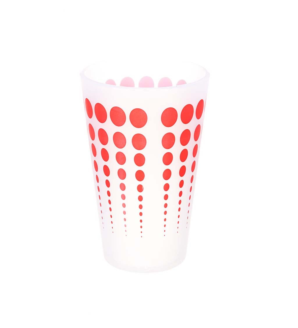 Cypress Home White with Red Dots Unbreakable Silicone Pint Glass, 16 ounces