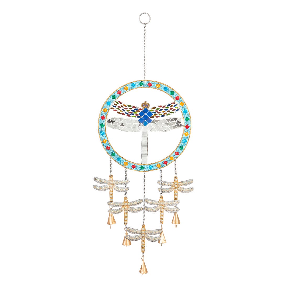 Mosaic Dragonfly Beaded Metal Wind Bell