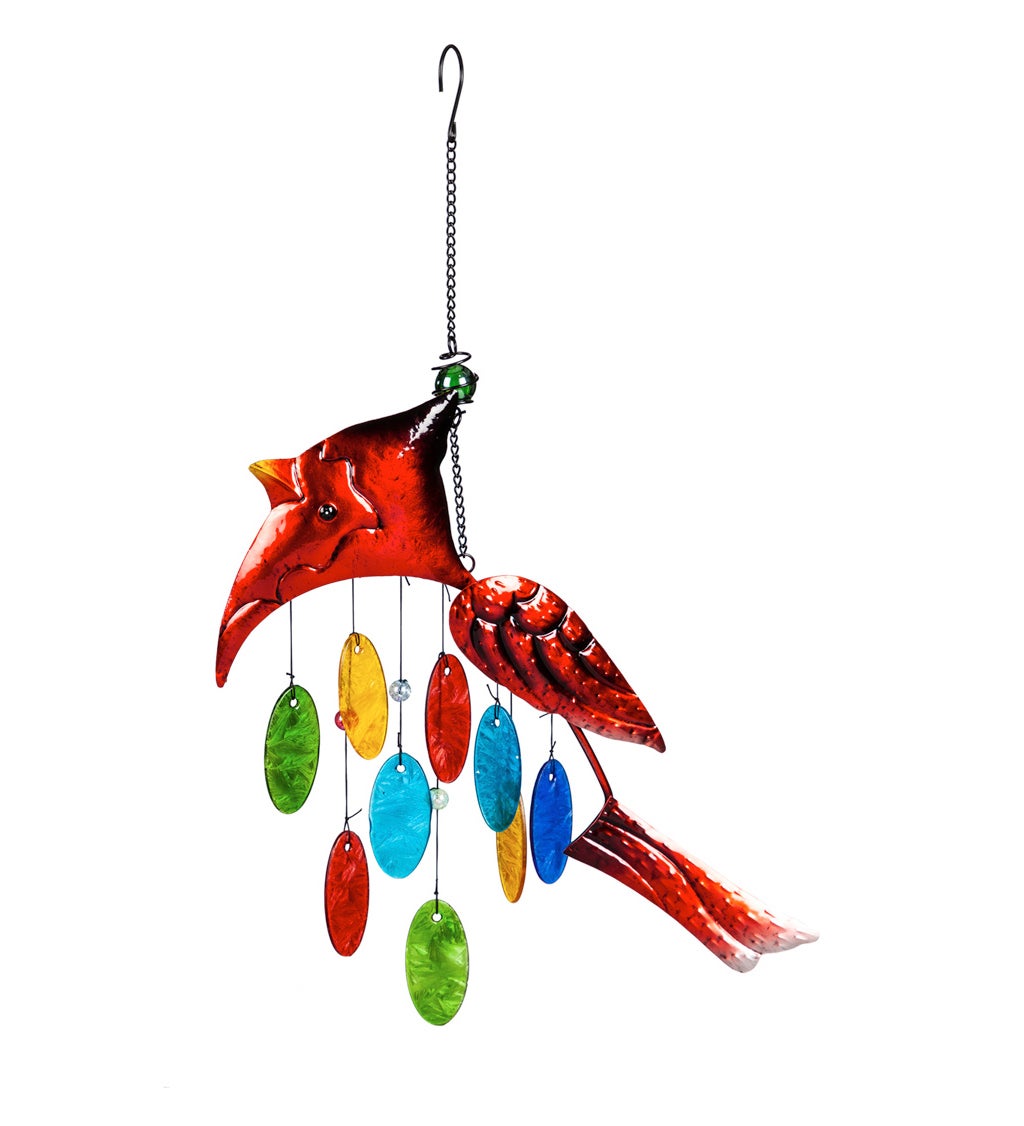 Glass and Metal Icon Wind Chime, Cardinal