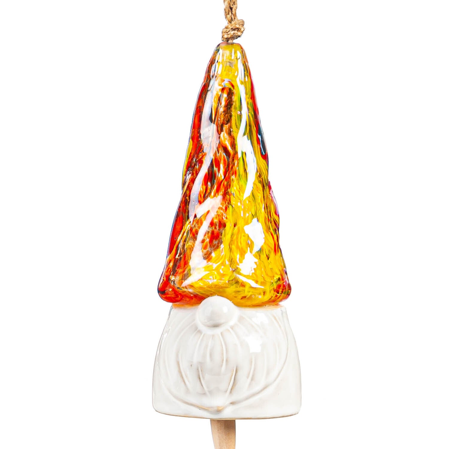 Glass Gnome Bell Chime, Orange