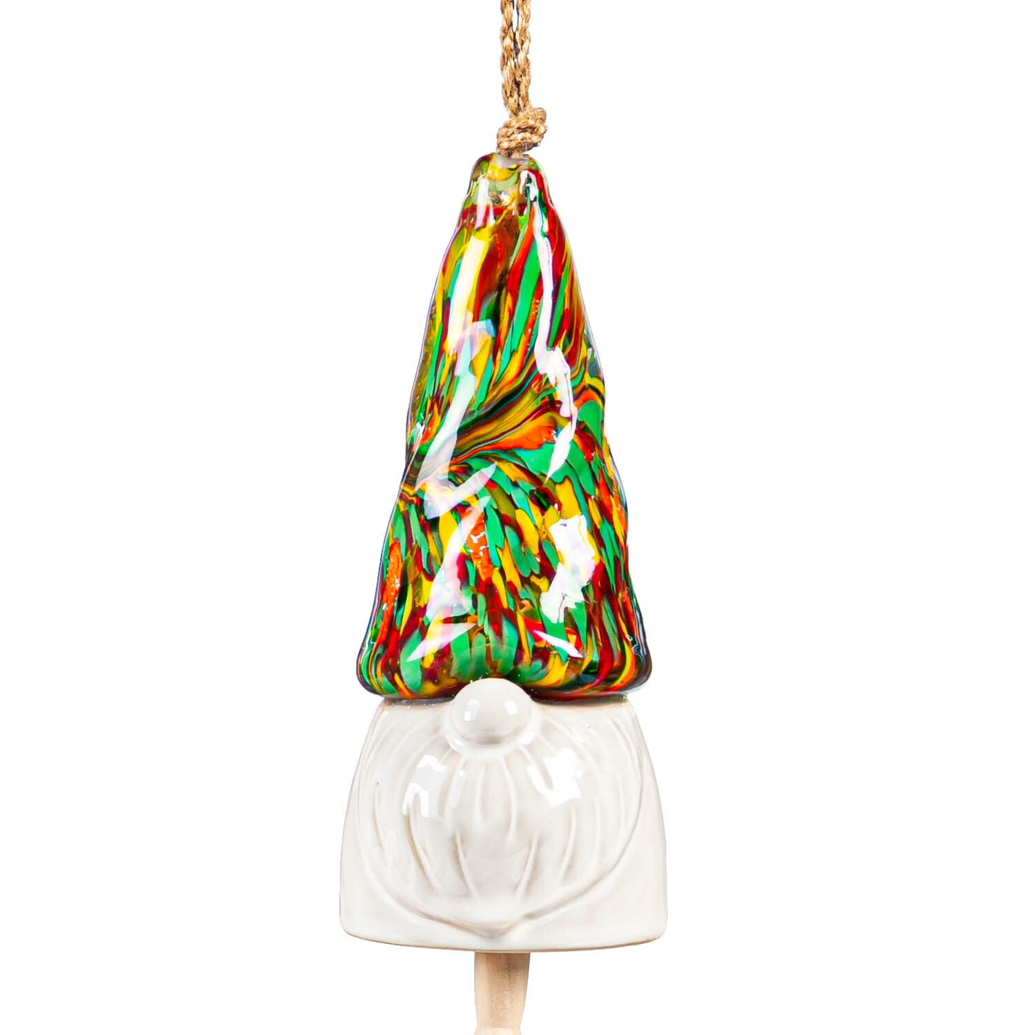Glass Gnome Bell Chime, Green