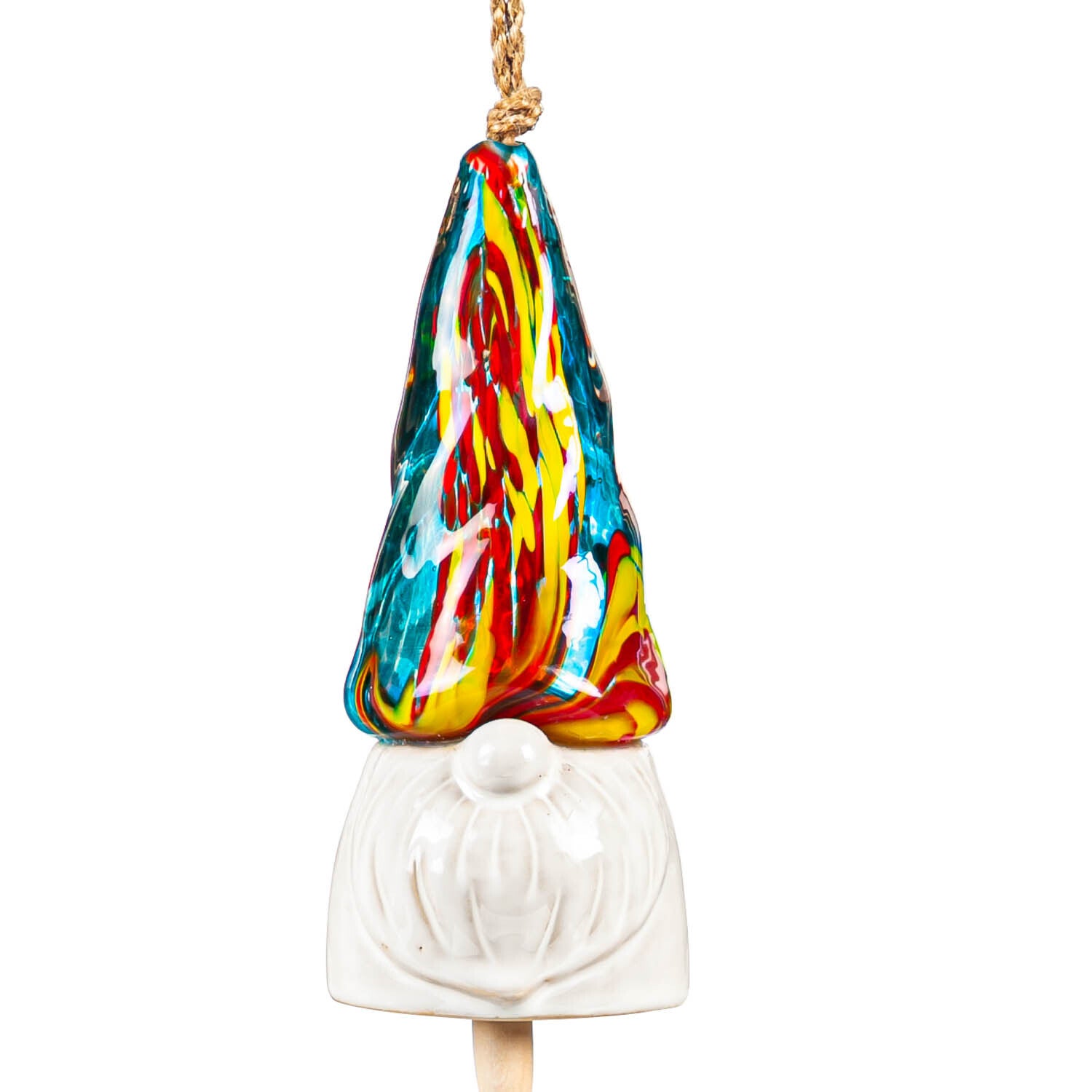 Glass Gnome Bell Chime, Blue