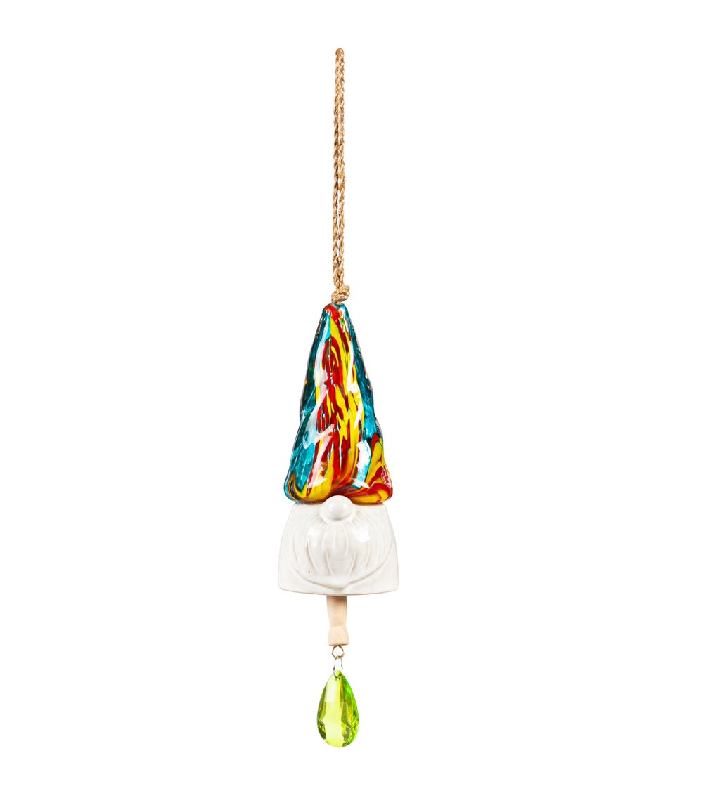 Glass Gnome Bell Chime, Blue