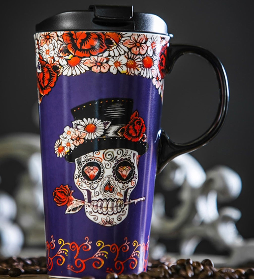 Ceramic Travel Cup, 17 OZ. w/box, Day of the Dead